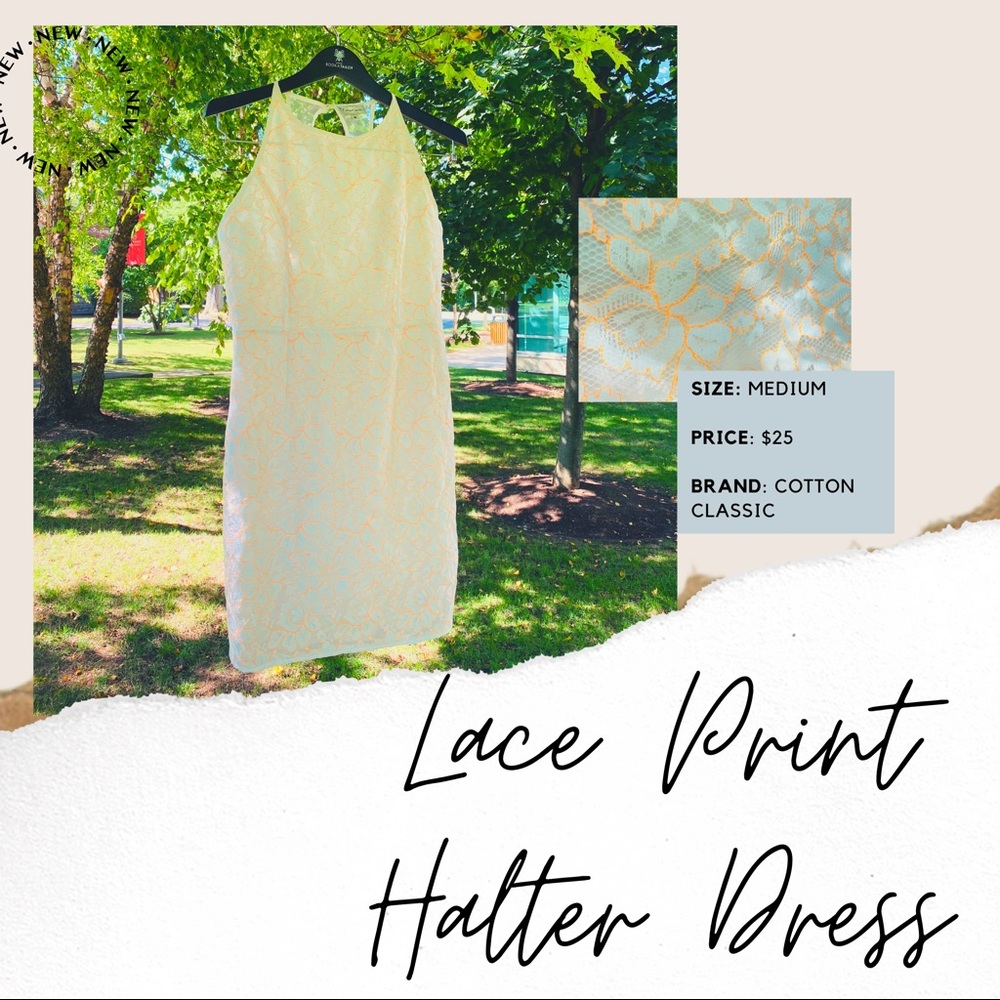 Lace Print Halter Dress